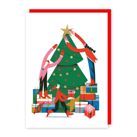 Decorating Christmas Tree Card By Tania Yakunova