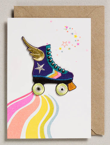 Rollerskate Iron on Patch Greetings Card