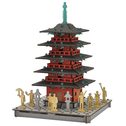 Five-Story Pagoda Red Paper Craft Model