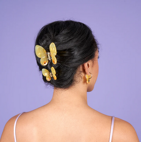 Yellow Butterfly Mini Hair Claw