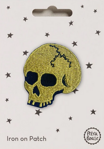 Gold Skull Iron On Patch