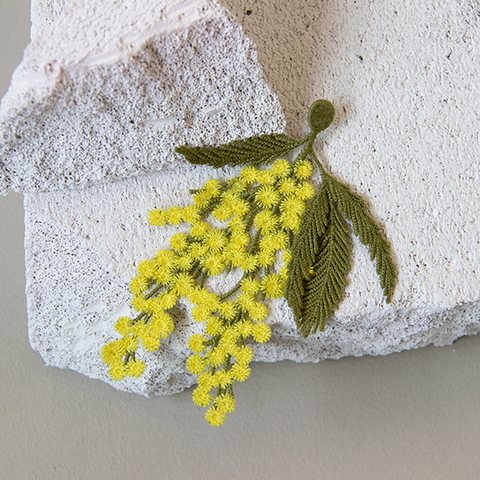 Embroidered Brooch - Mimosa Flowers