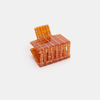 Midi Box Claw in Caramel Plaid