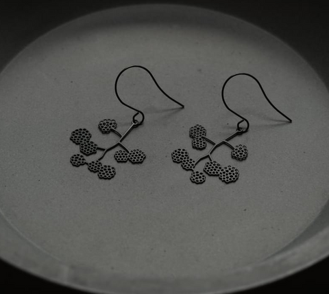 Small Blackberry Earrings in Black