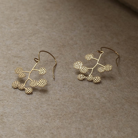 Small Blackberry Earrings in Gold