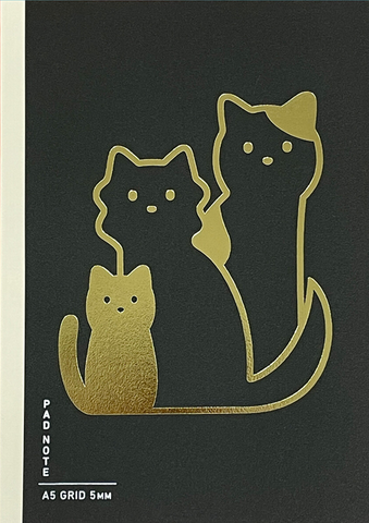 Cat Notebook Memo Pad Grid Black