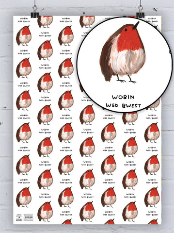 Wobin Wed Bwest Christmas Wrapping Paper By David Shrigley