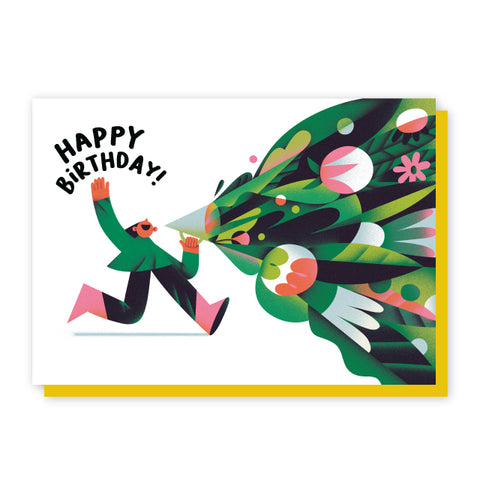 Green Happy Birthday Card By Tania Yakunova