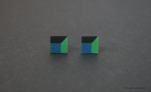 3D Earrings (Blue, Green, Black)