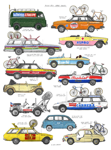 Bike Race Support Vehicles Print By David Sparshott